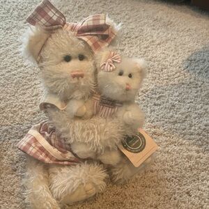 Boyds Bears Cream and Pink Plaid Teddy Pair